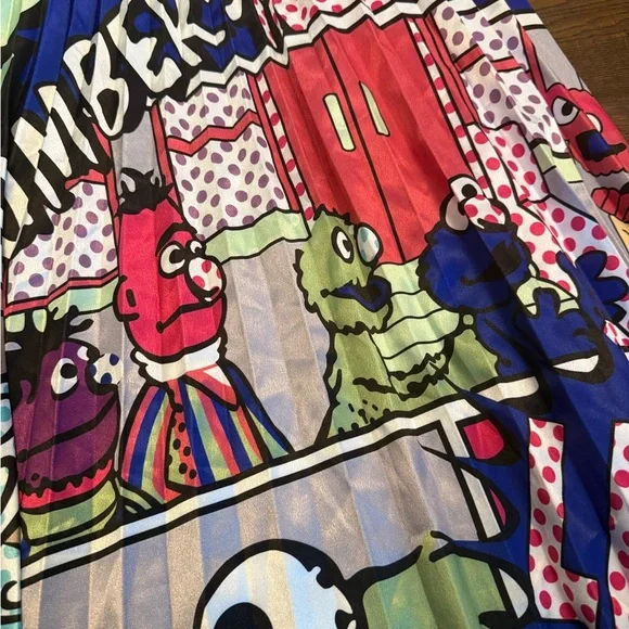 Boutique Pop Art Pleated Teacher Skirt Sesame Street Inspired NWT - Picture 2 of 8